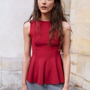 H&M Vibrant Red Peplum Blouse